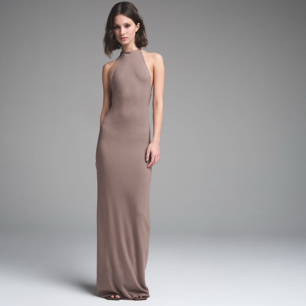 SKIMS Elegant Brown Maxi Dress